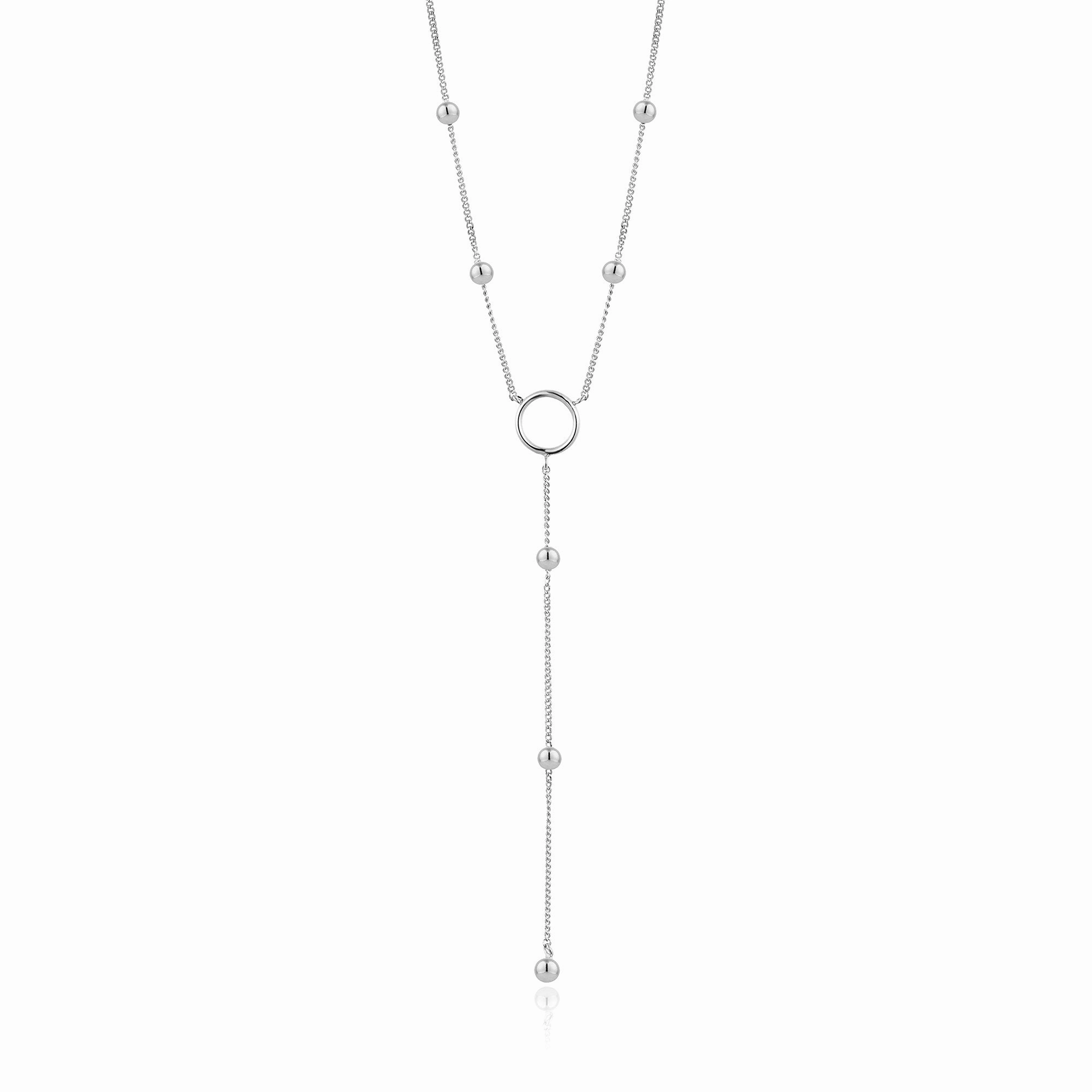 Silver Modern Circle Y Necklace