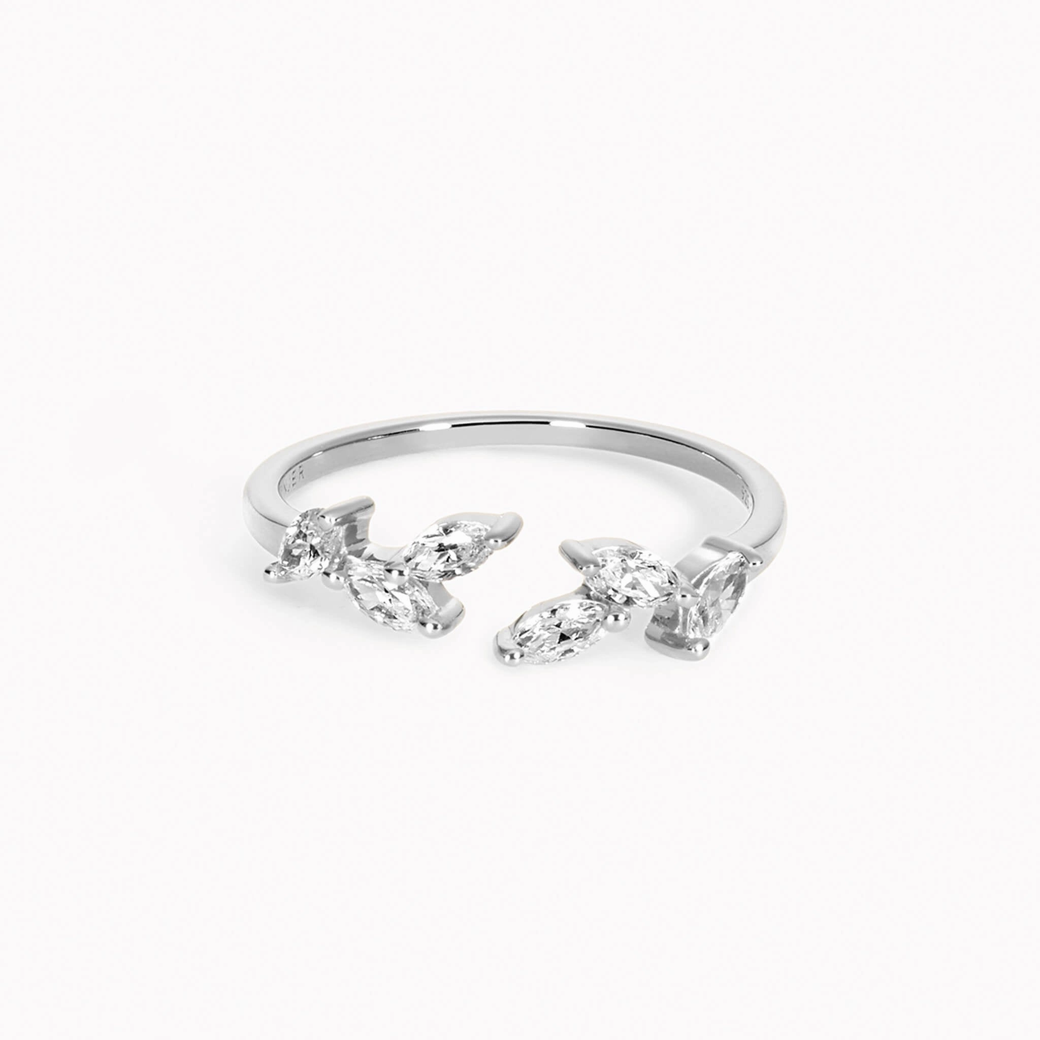 Silver Open Leaf Ring - Ada