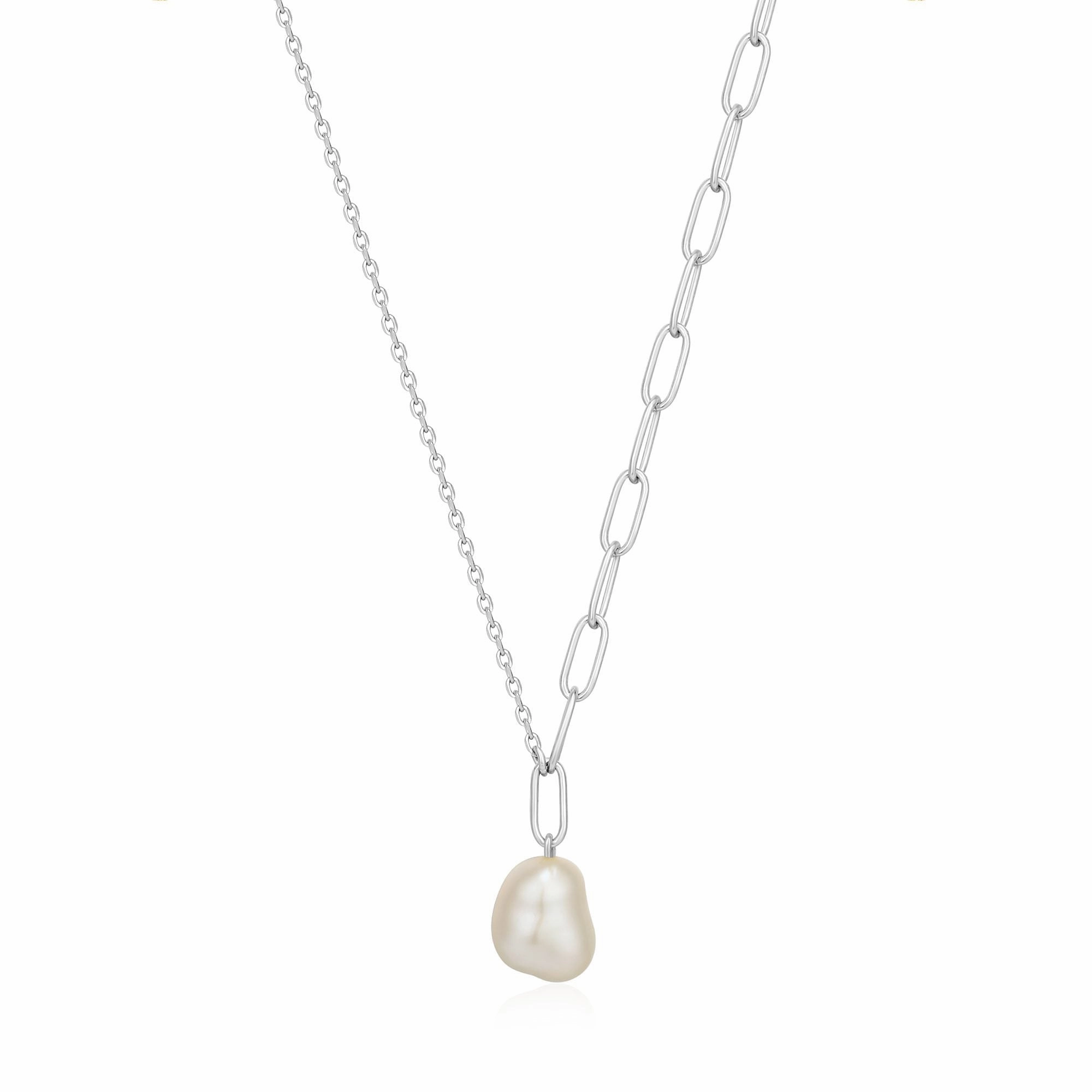 Silver Pearl Chunky Necklace