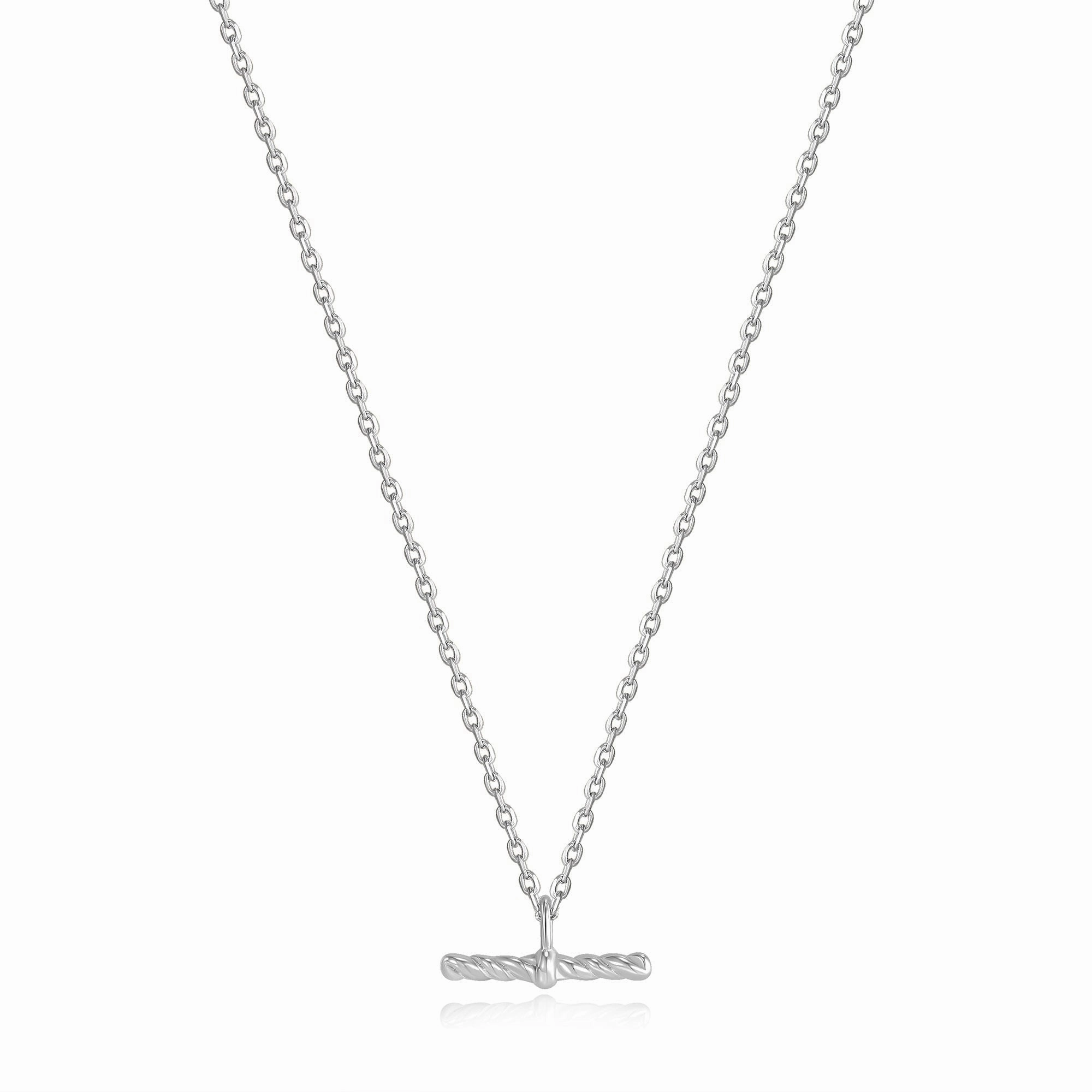 Silver Rope T-Bar Necklace