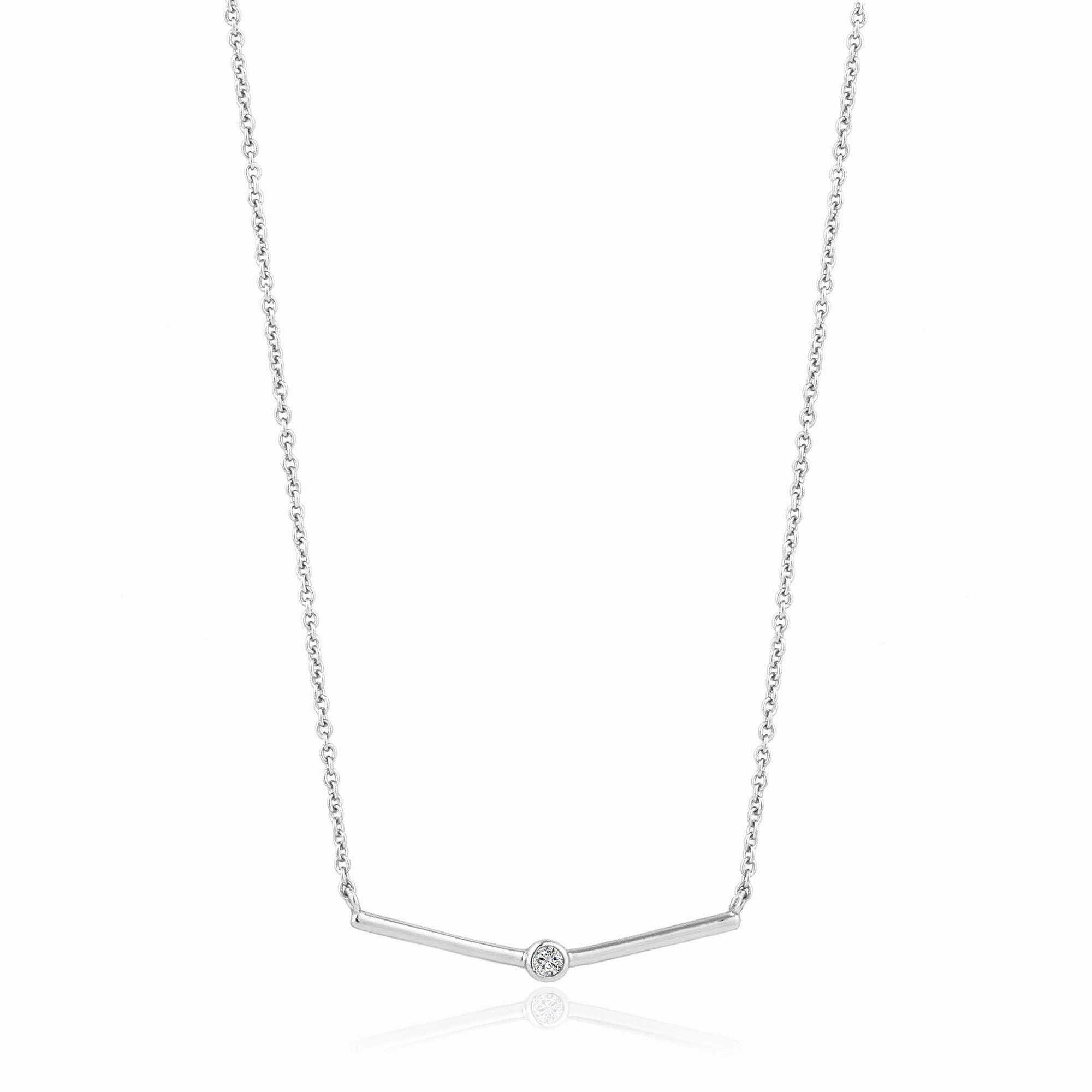 Silver Shimmer Single Stud Necklace