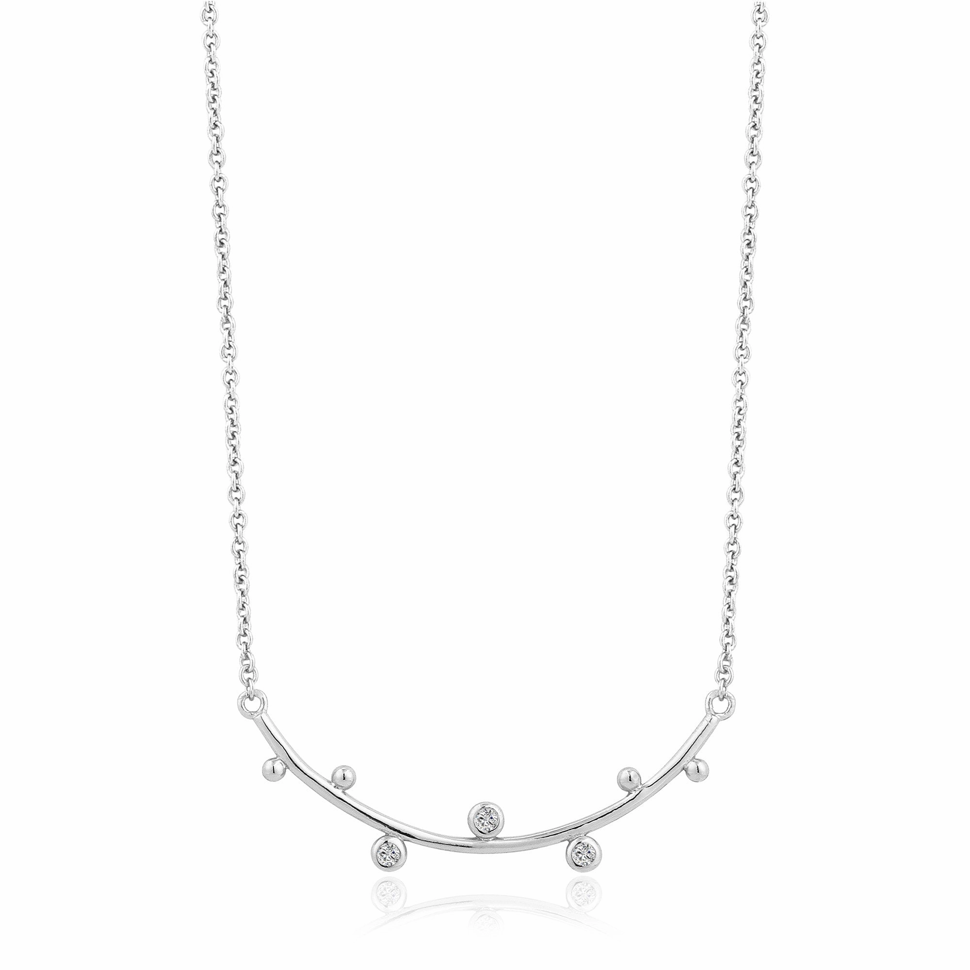 Silver Shimmer Solid Bar Stud Necklace