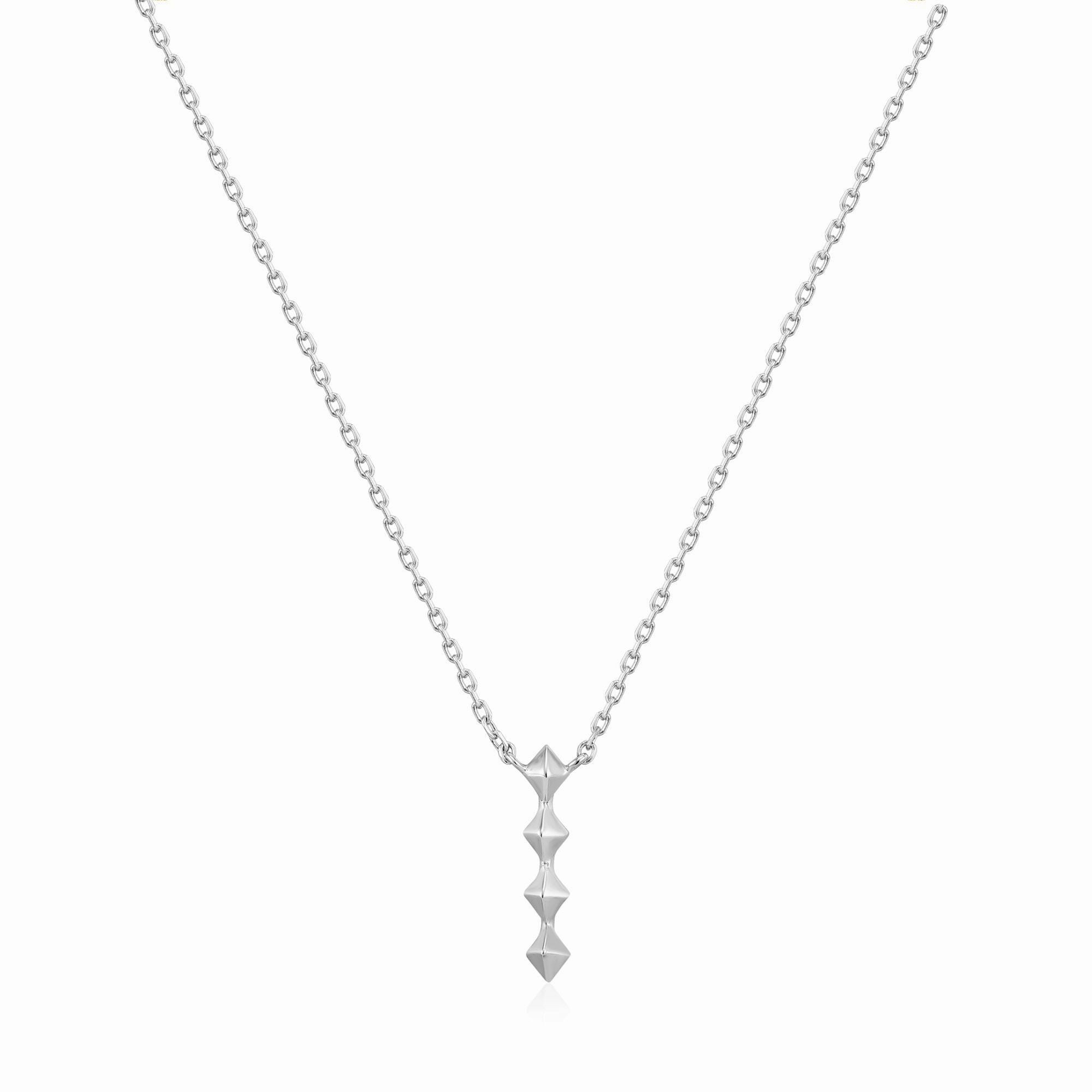 Silver Spike Drop Necklace