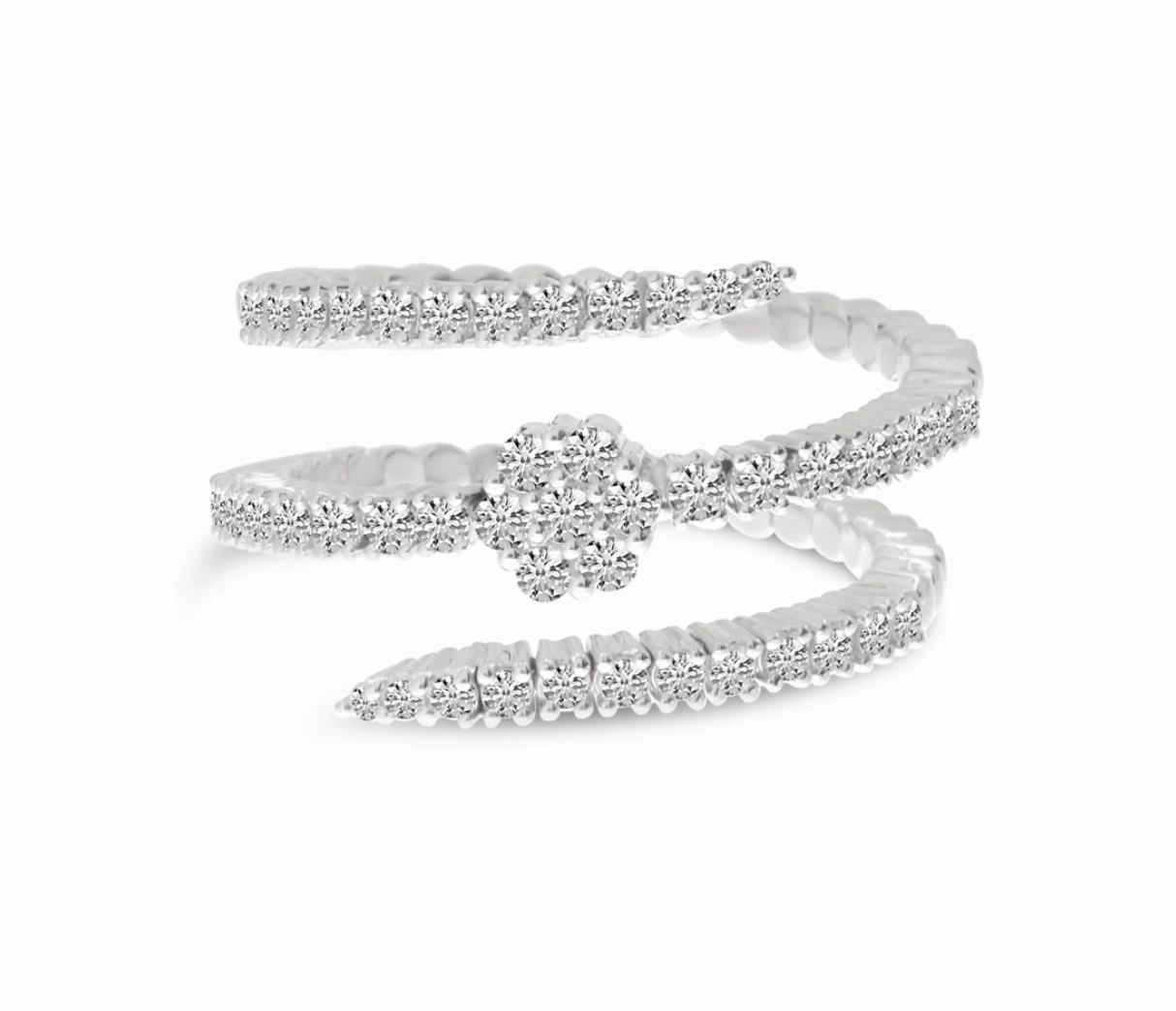 Spiral Flower Diamond Spryngs Ring