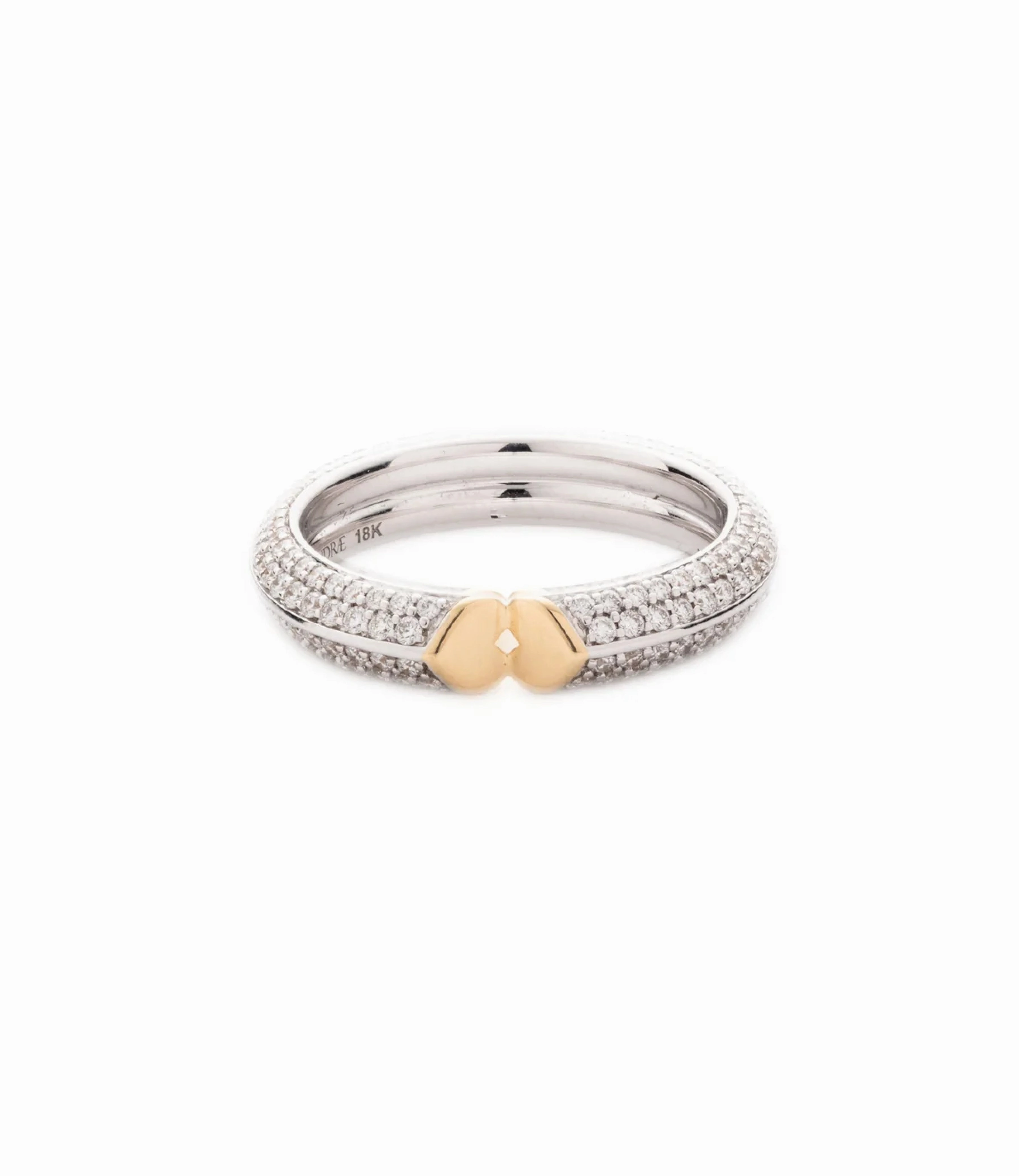 Strong Heart Band : in Mixed Gold with Pave Diamonds