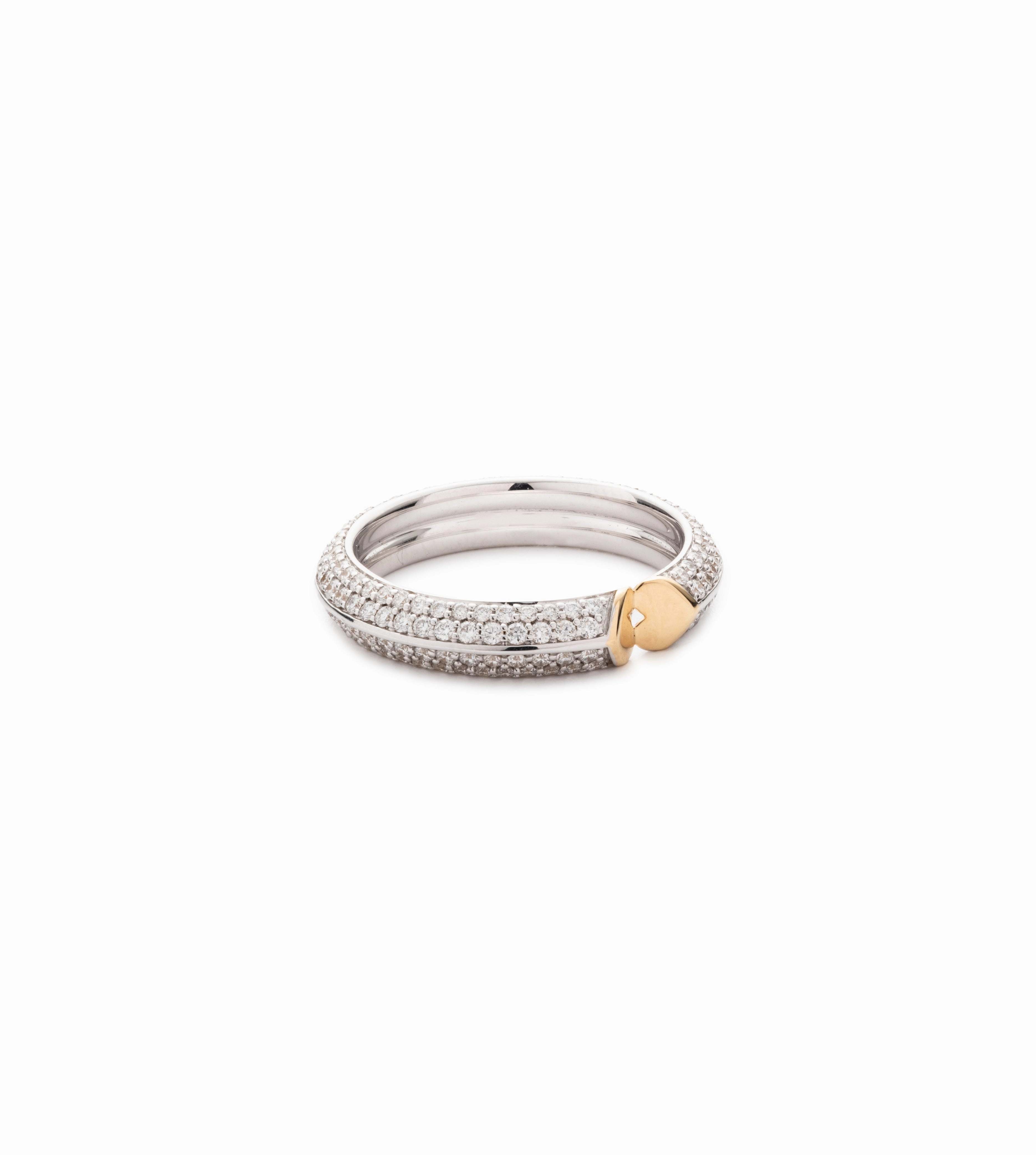 Strong Heart Band : in Mixed Gold with Pave Diamonds