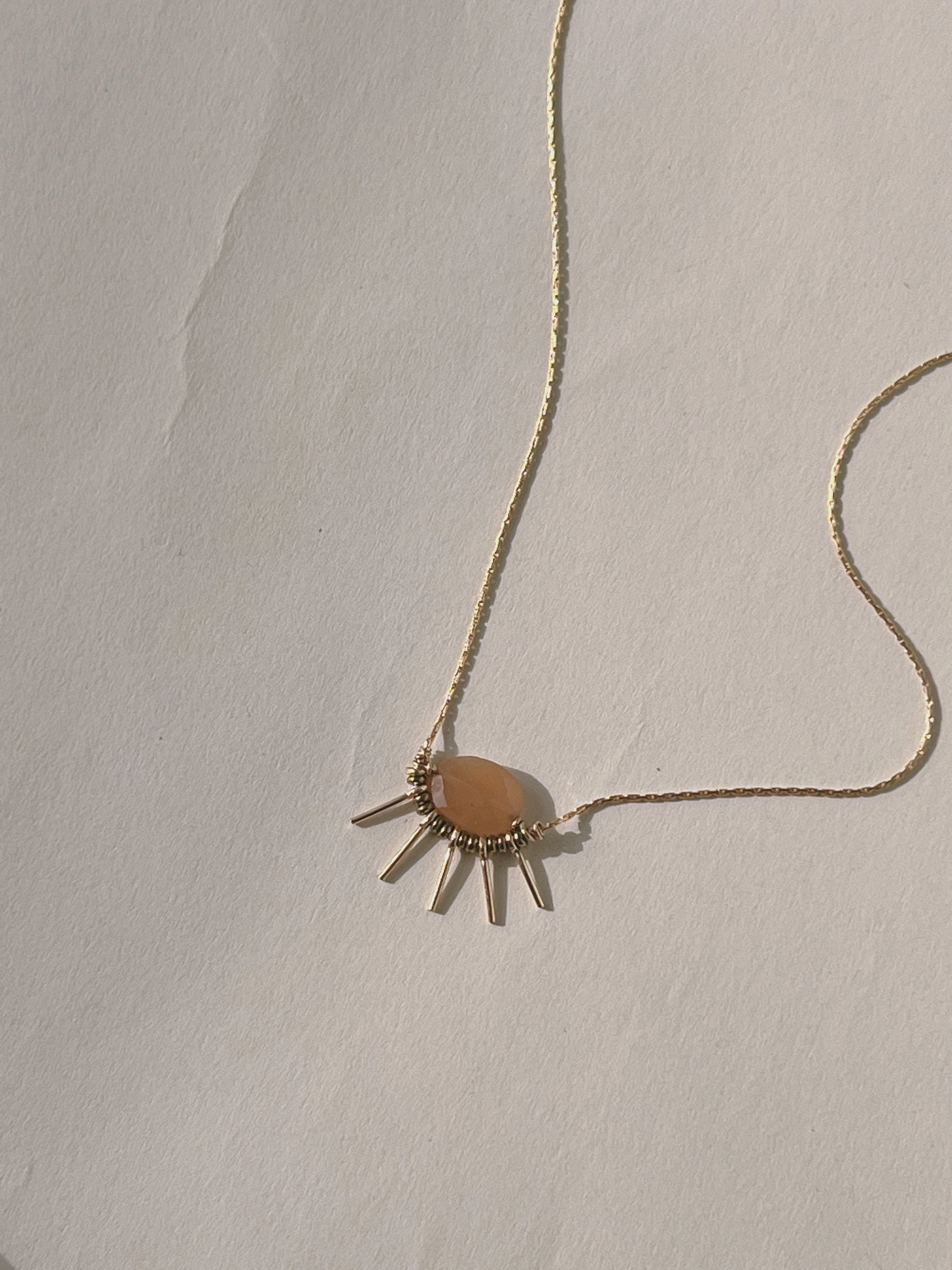 Sunlight Necklace- Peach Moonstone
