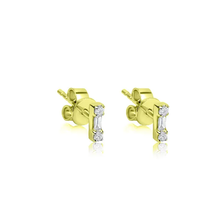 The Drop 6 | Yellow Gold Diamond Bar Studs