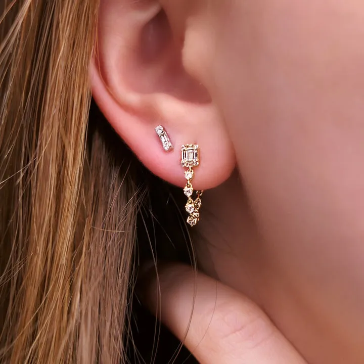 The Drop 6 | Yellow Gold Diamond Bar Studs