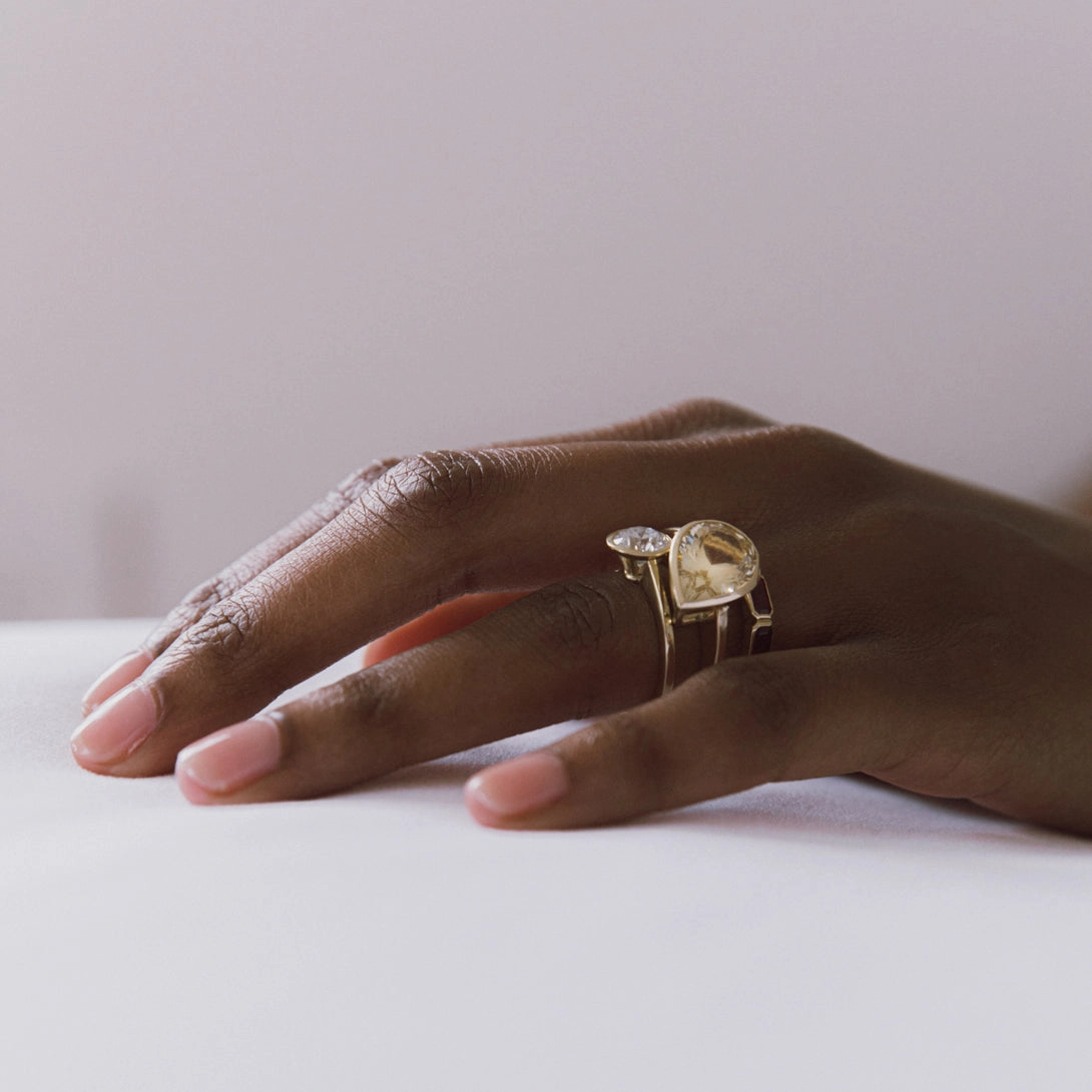 Tilted Citrine Ring