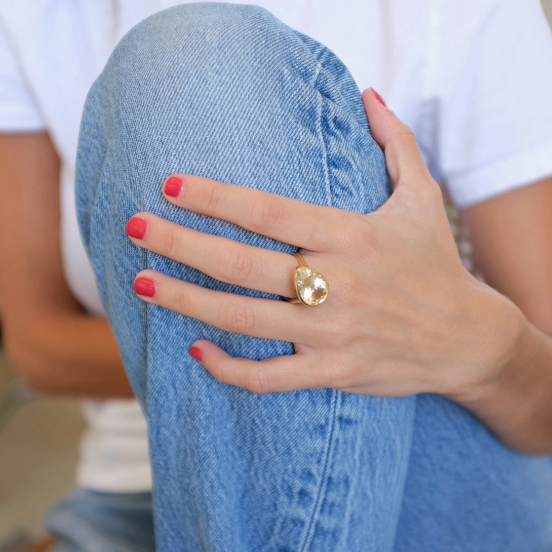 Tilted Citrine Ring