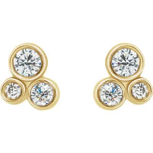 Tri-Round Diamond Earrings