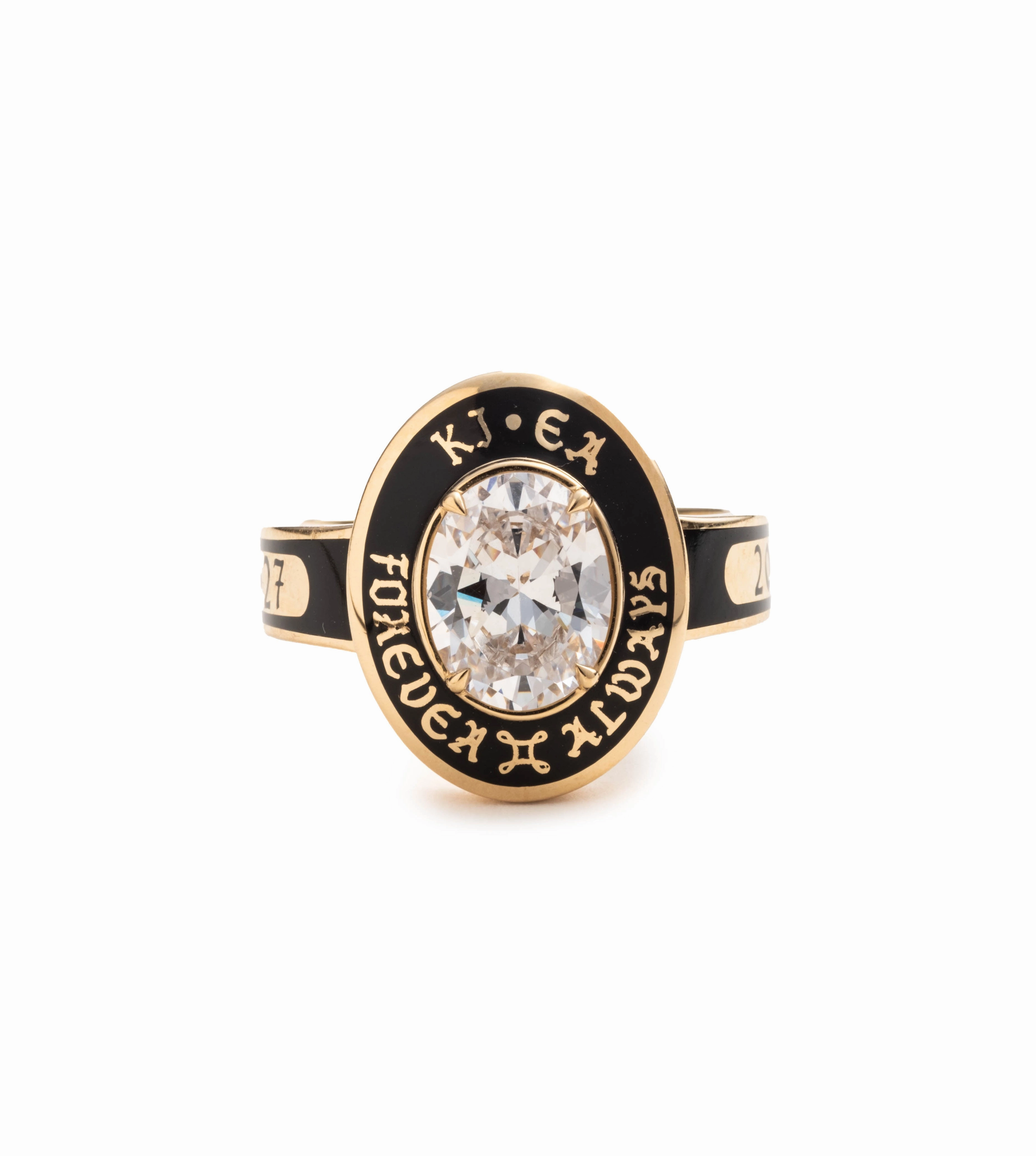True Love Cigar Band : in Yellow Gold and Black Ceramicwith Oval Diamond