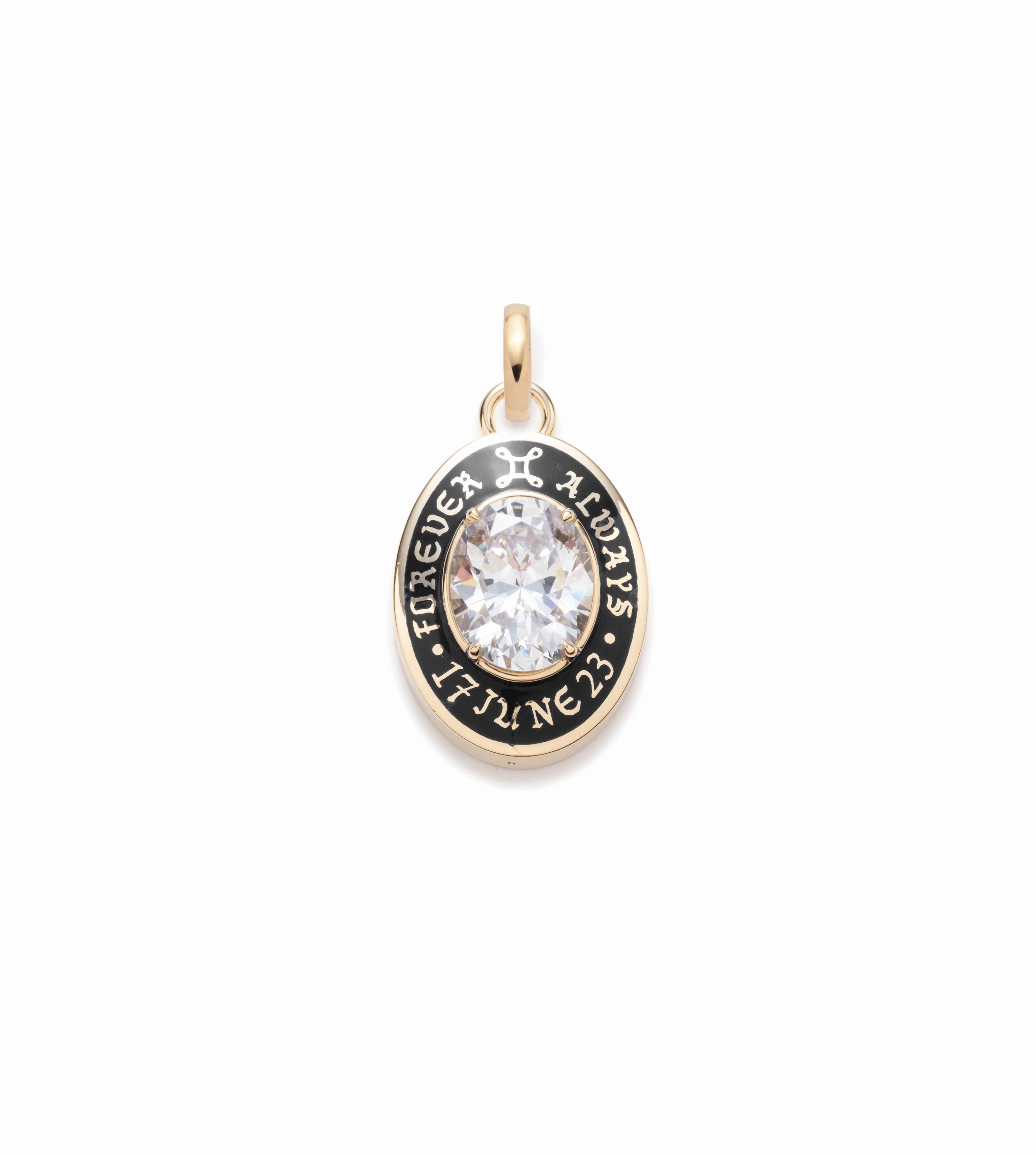 True Love Cigar Band Pendant : in Yellow Gold and Black Ceramic with Diamond and an Annex Link