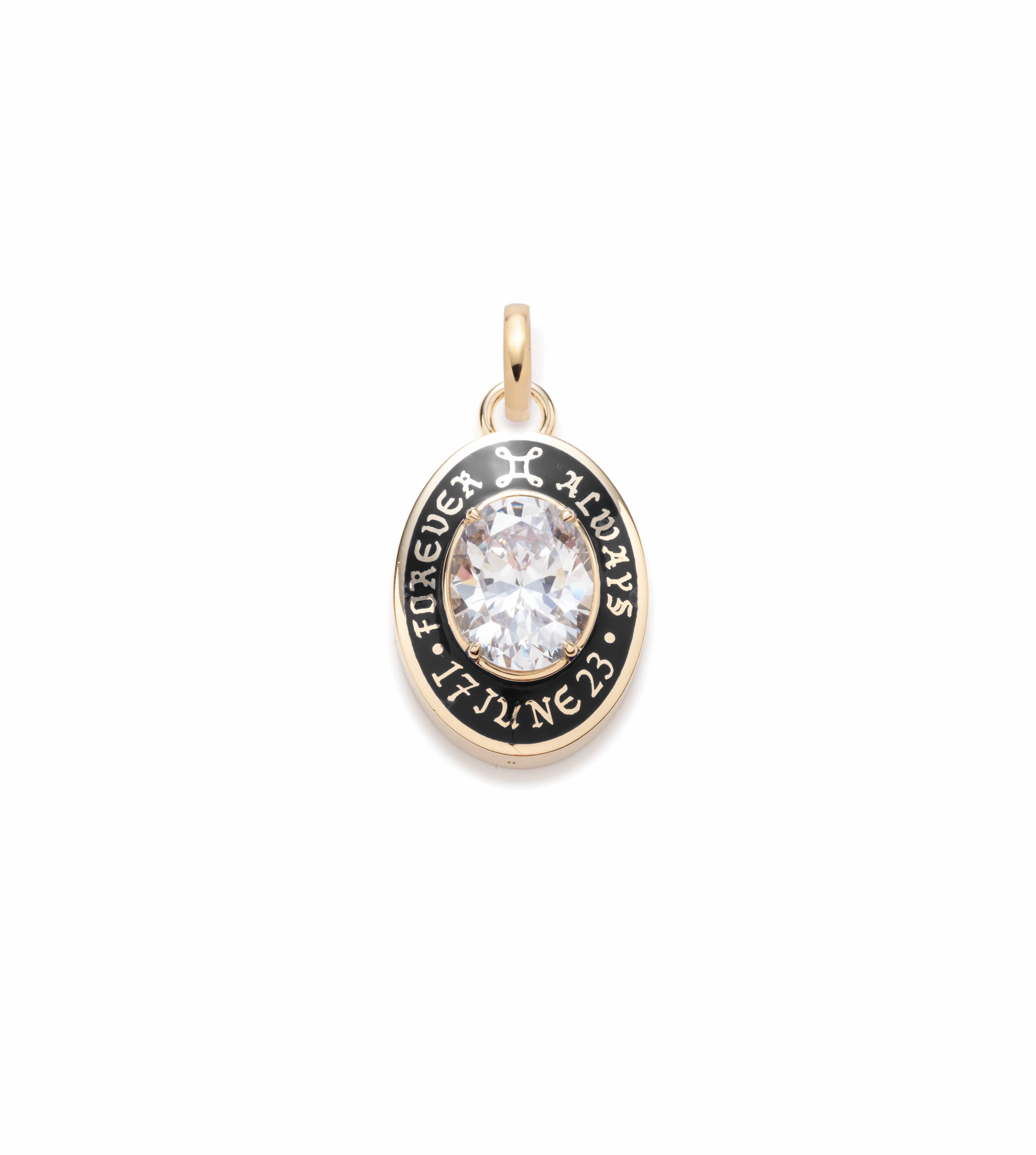 True Love Cigar Band Pendant : in Yellow Gold and Black Ceramic with Diamond and an Annex Link