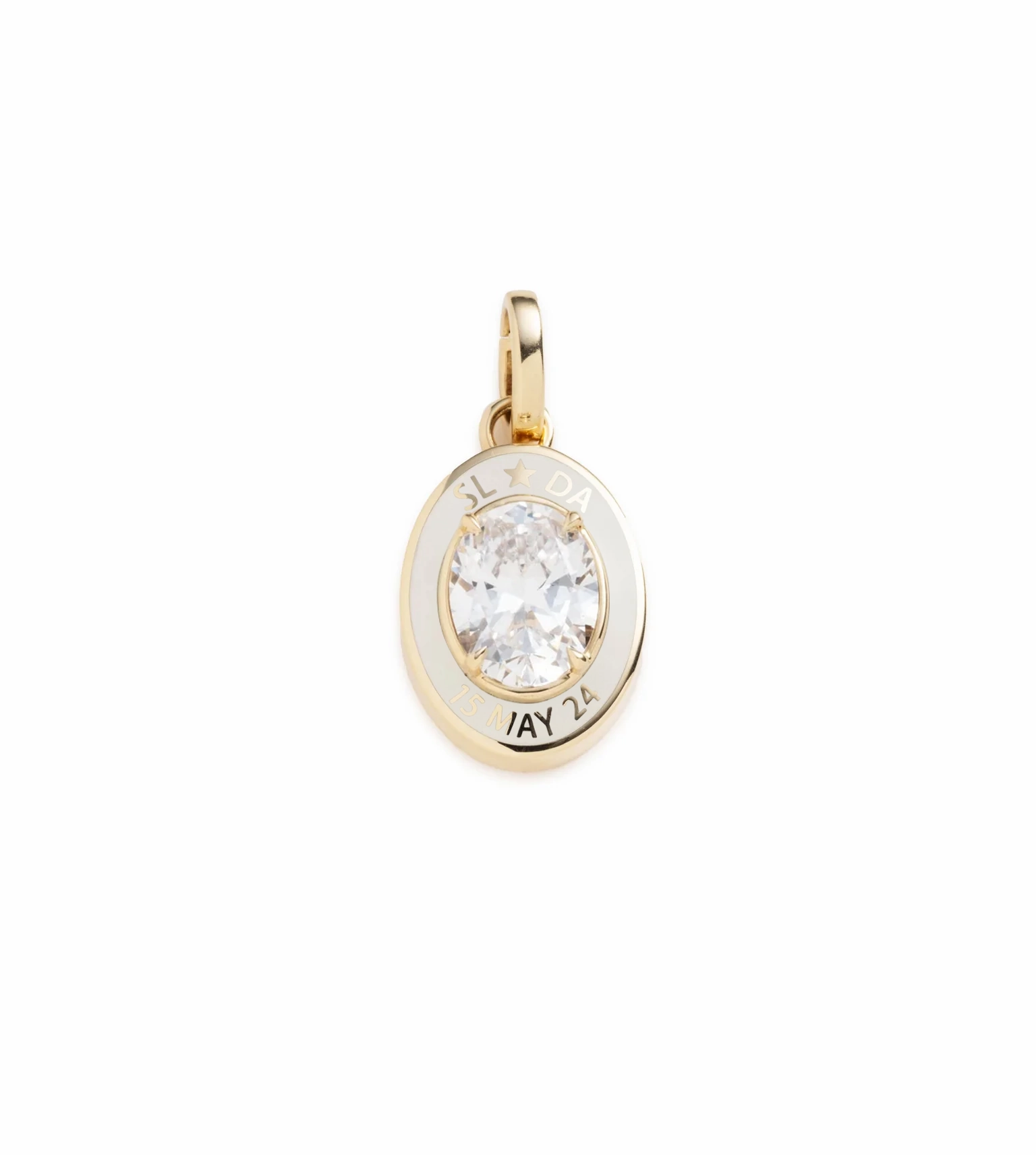 True Love Cigar Band Pendant : in Yellow Gold and Cream Ceramic with Diamond and an Annex Link