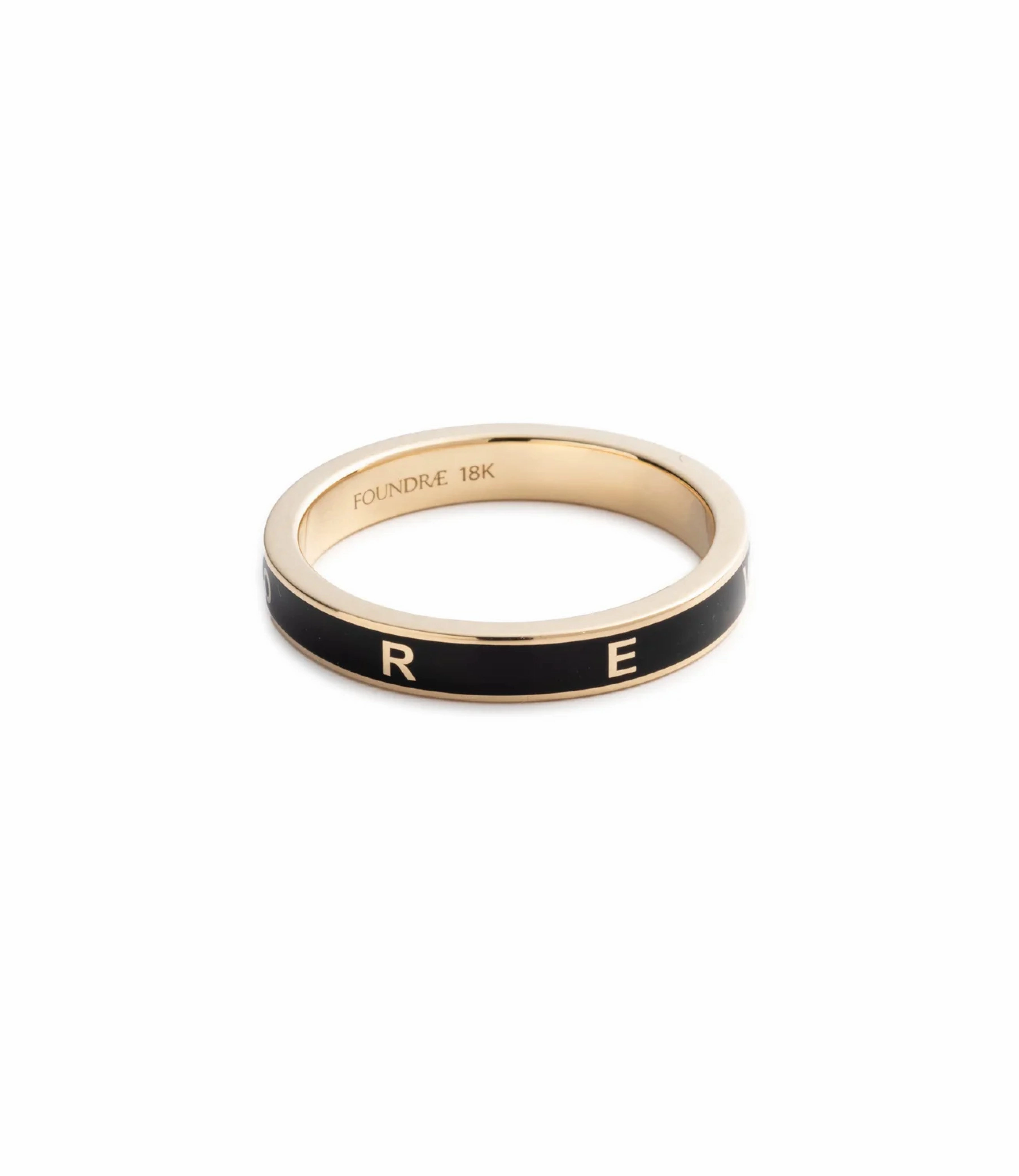True Love Custom Thin Band : in Yellow Gold with Black Ceramic