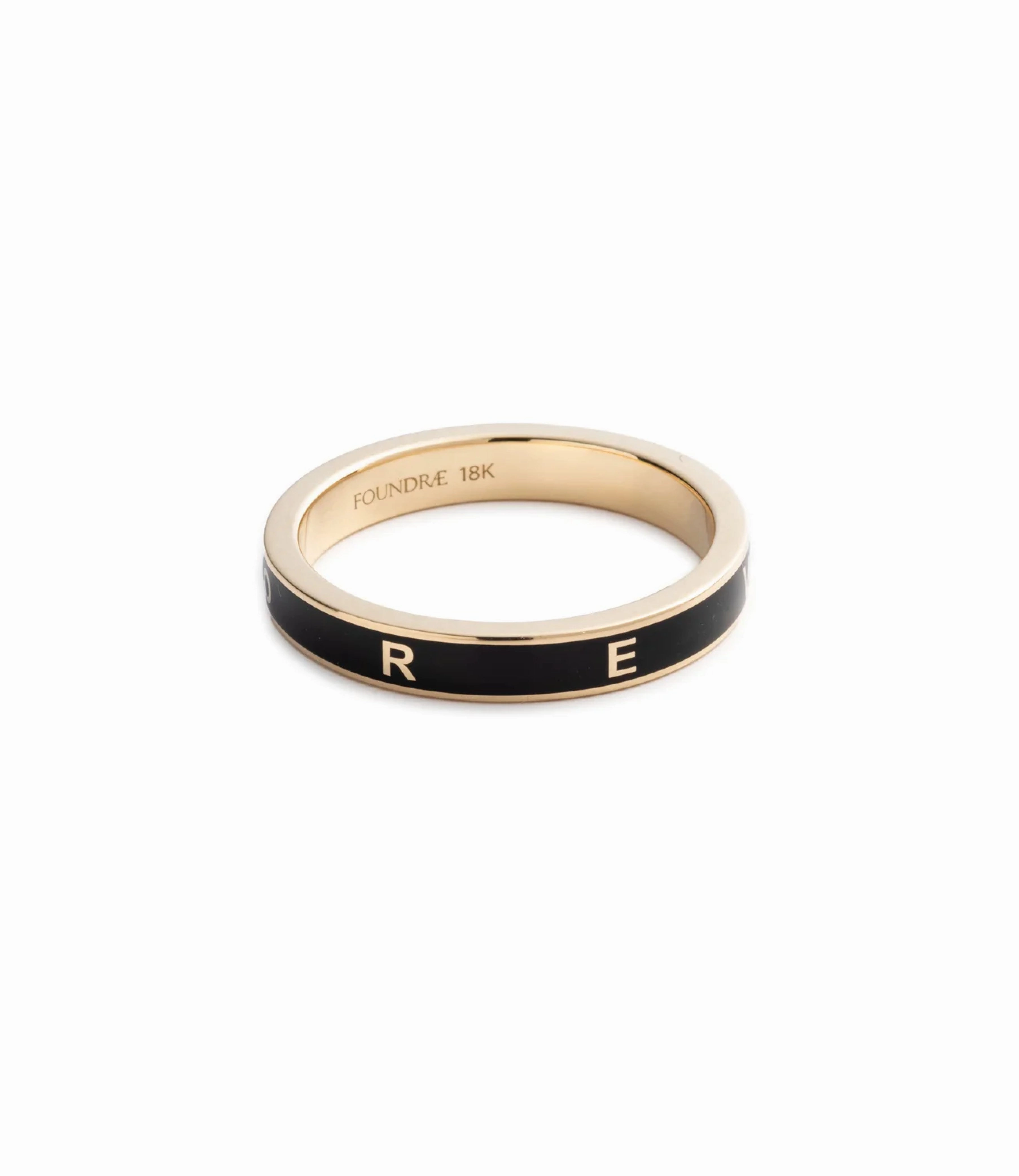 True Love Custom Thin Band : in Yellow Gold with Black Ceramic