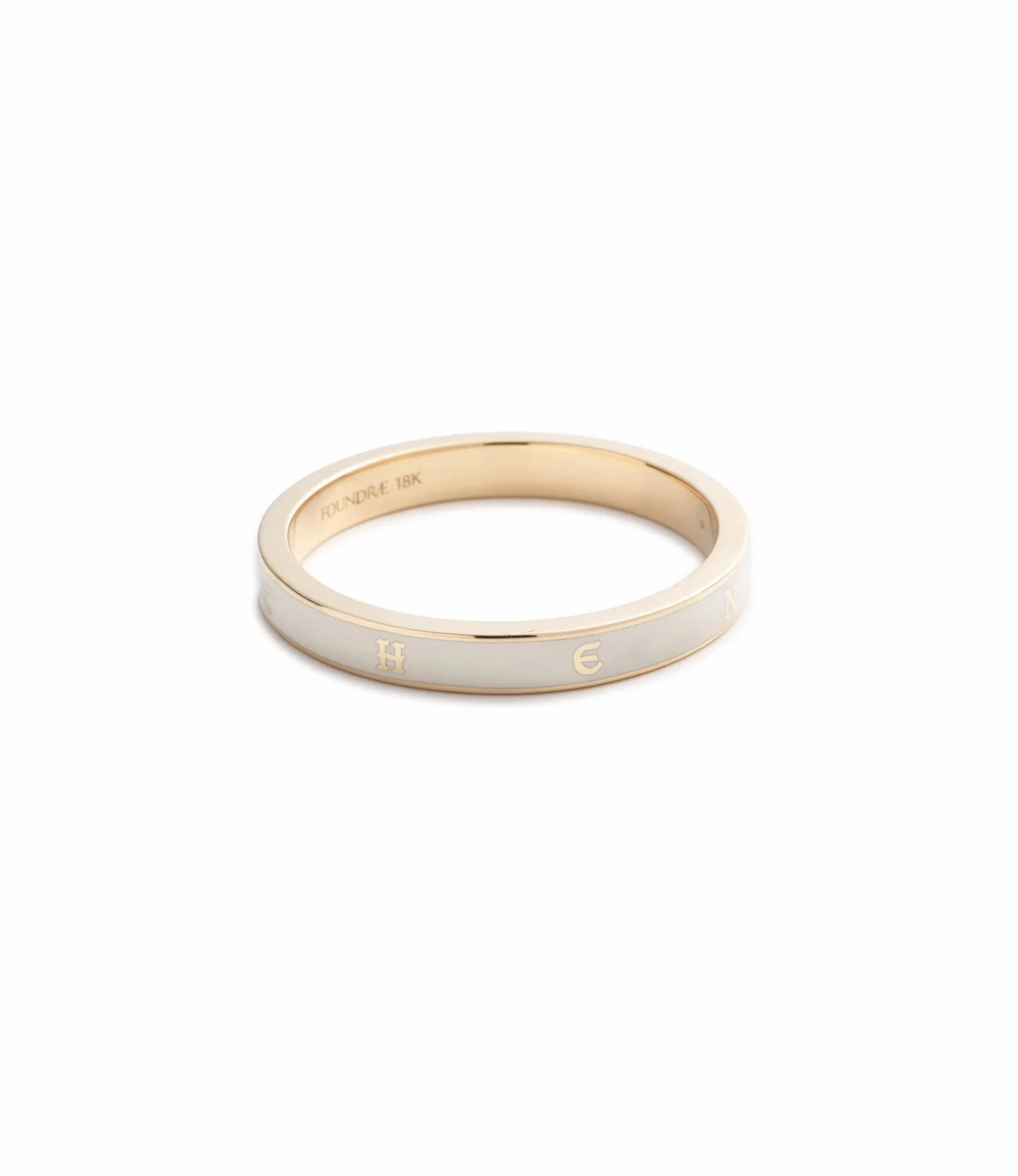 True Love Custom Thin Band : in Yellow Gold with Cream Ceramic