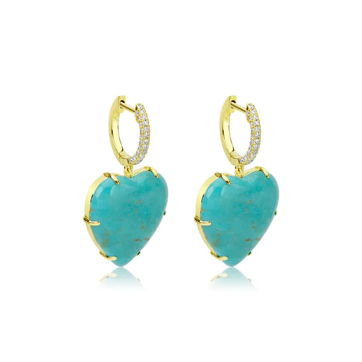 Turquoise Heart Statement Earrings