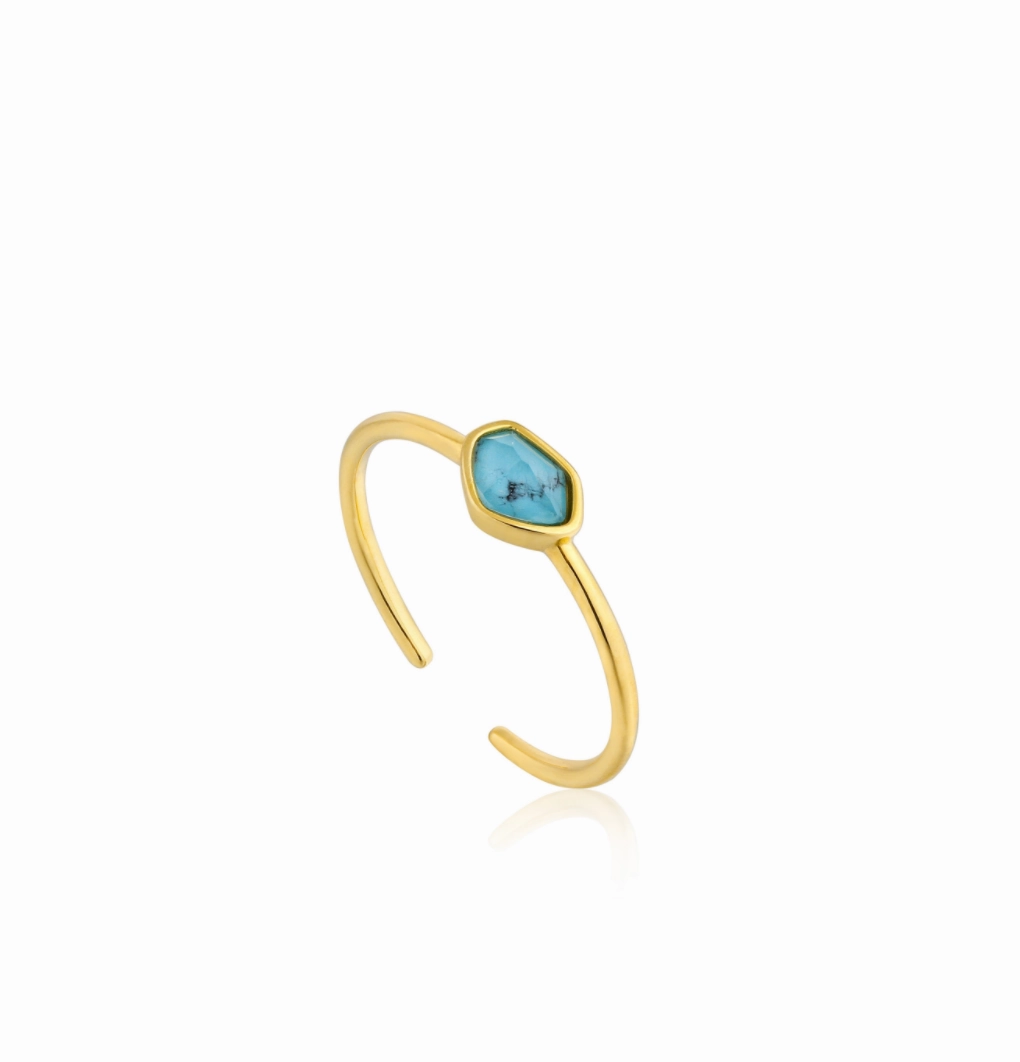 Turquoise Adjustable Gold Ring