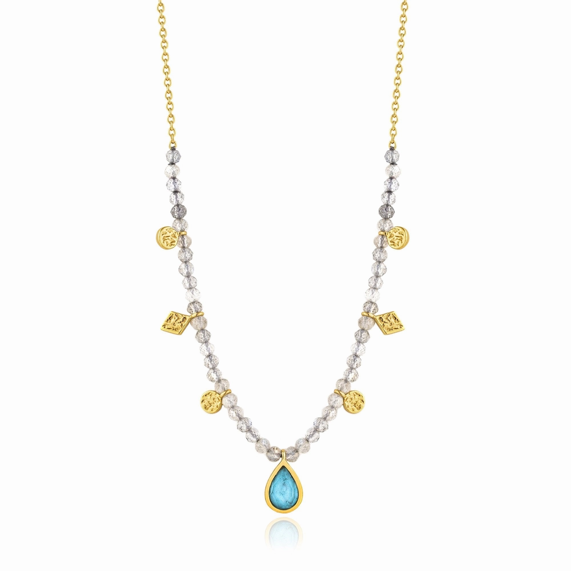 Turquoise Labradorite Gold Necklace