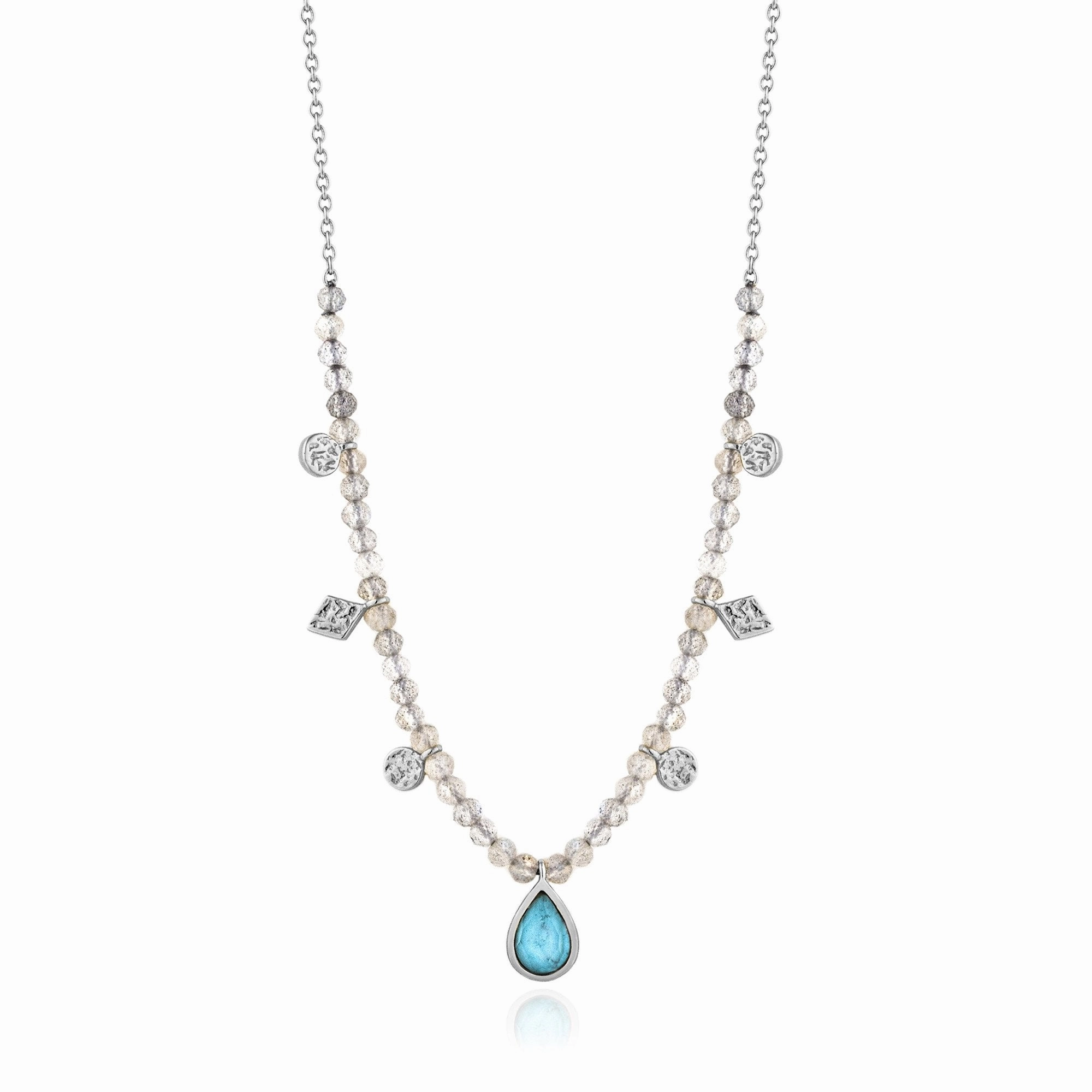 Turquoise Labradorite Silver Necklace