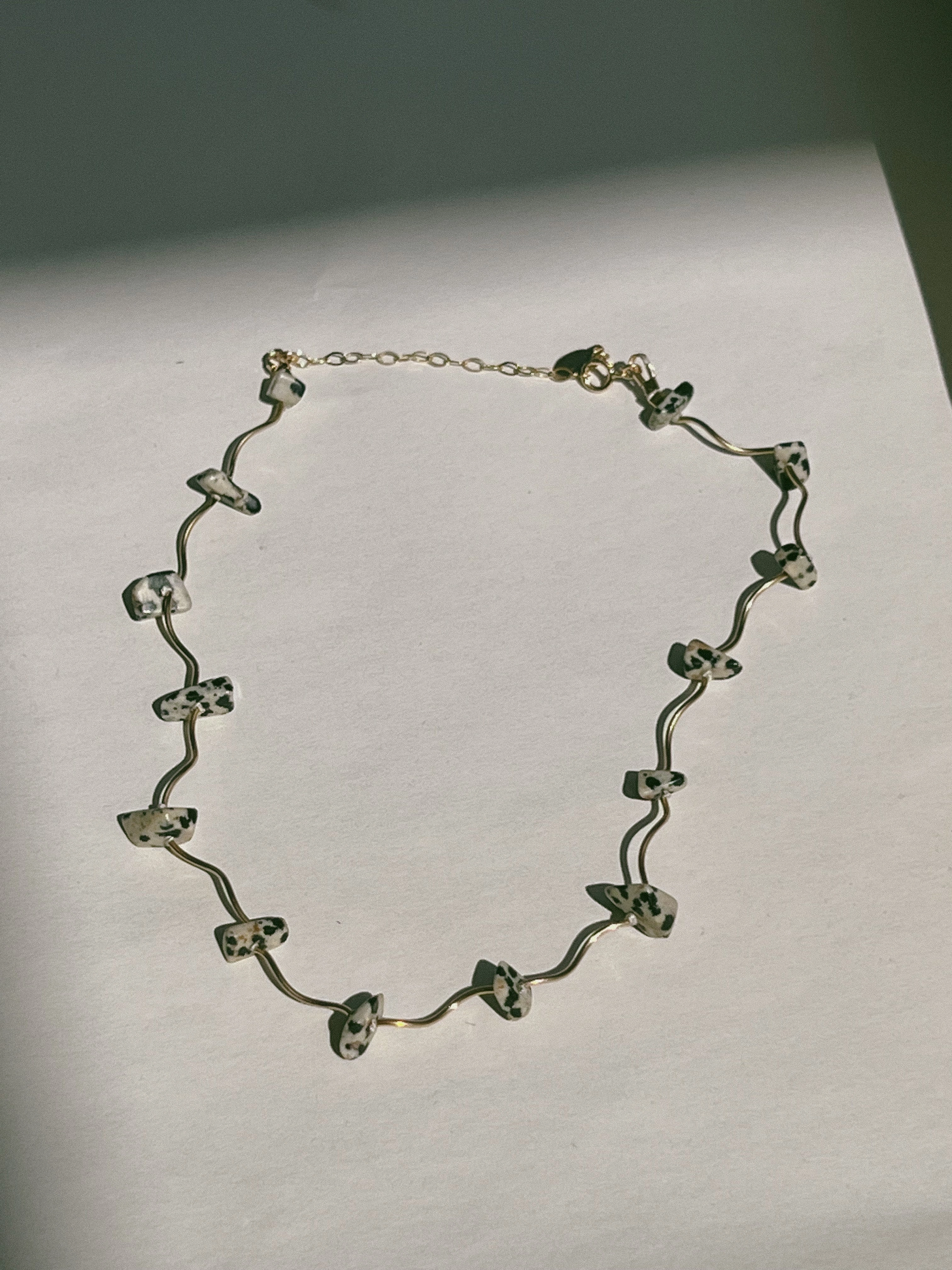 Twirl Necklace- Dalmatian Jasper