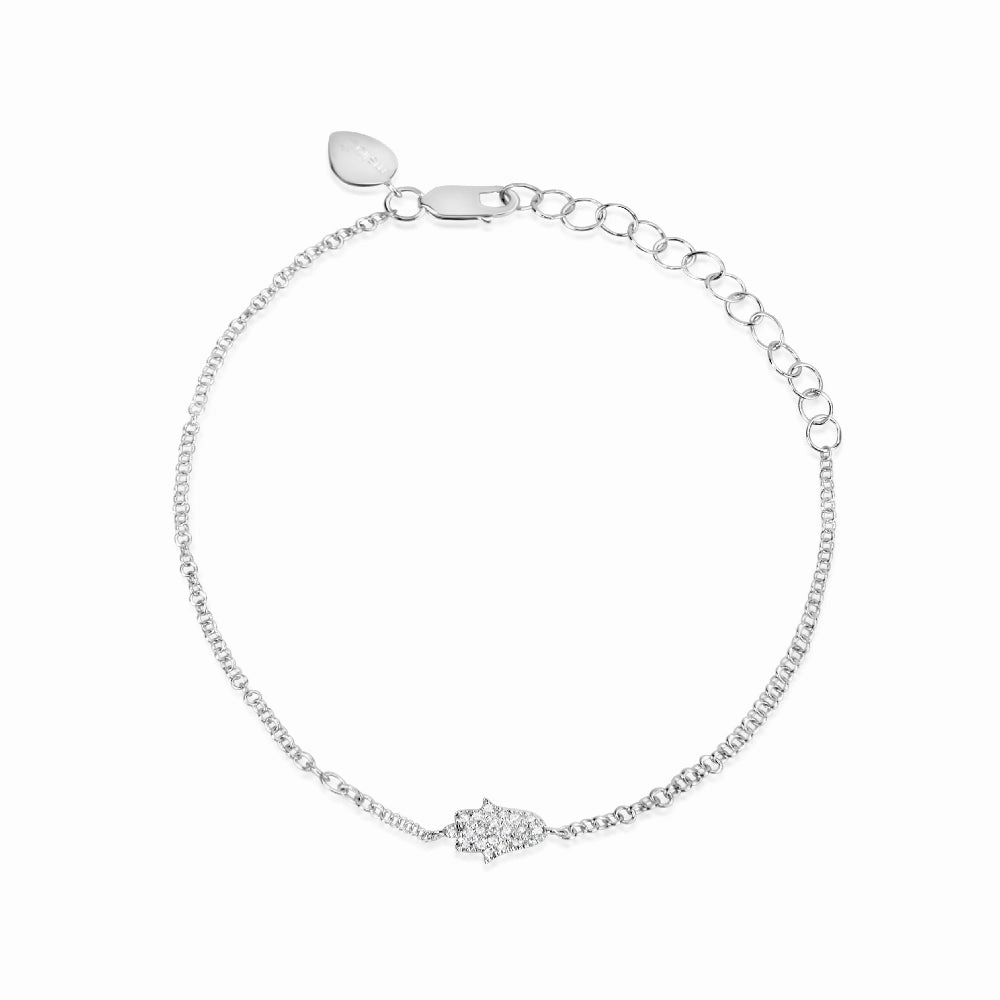 White Gold And Diamond Hamsa Bracelet
