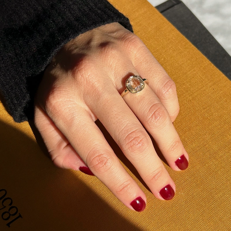 WHITE SAPPHIRE ROSE CUT BASKET RING