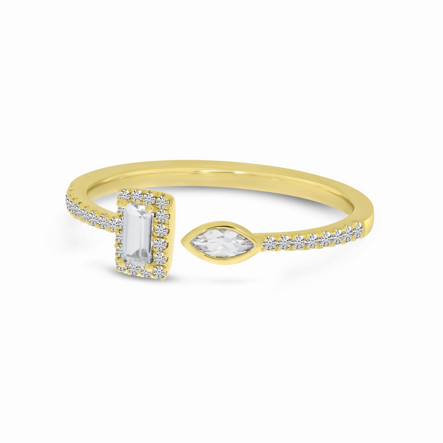 White Topaz Fancy-Cut Duo Ring