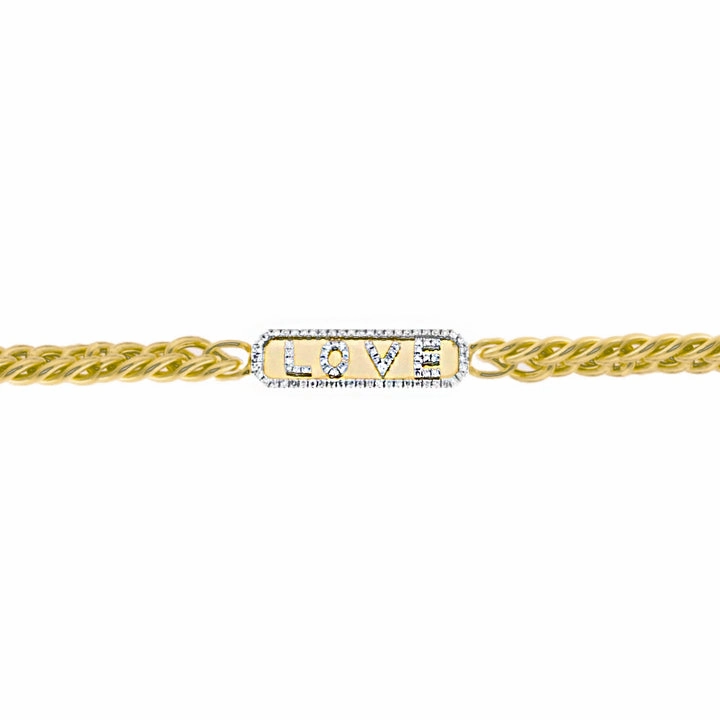 Yellow Gold Chunky Chain Love Bracelet