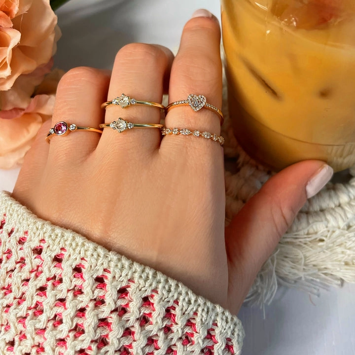 Yellow Gold Diamond Baguette Heart Ring