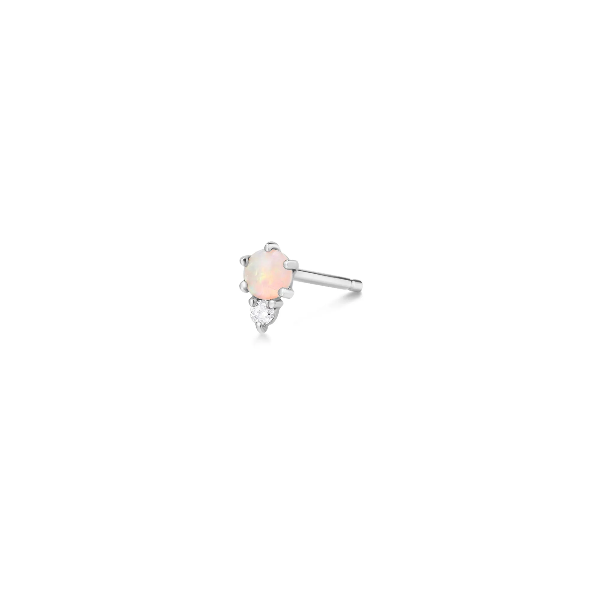 ZENA | Single Opal and Diamond Stud