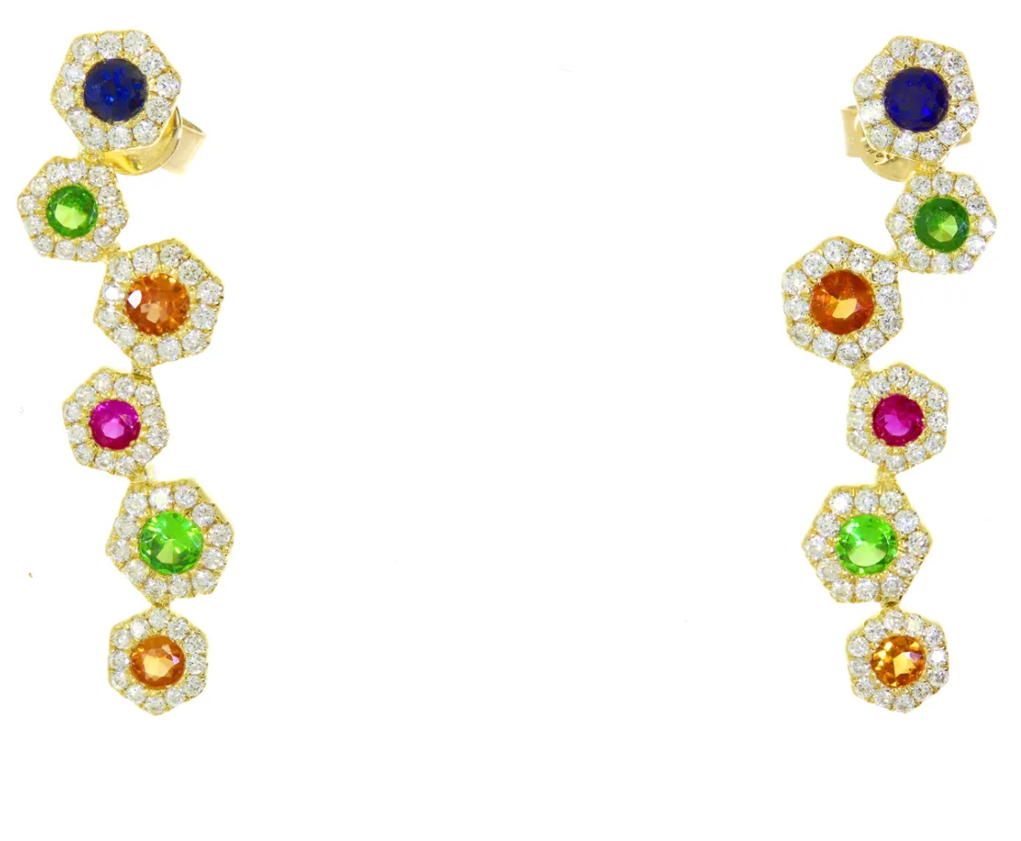 ZigZag Rainbow Sapphire Earrings